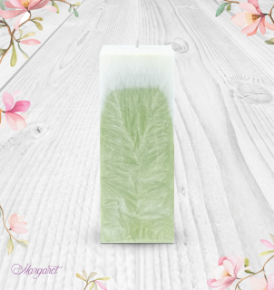Svíčka Kvádr vysoký (15 cm) – Olivová / Bergamot a Verbena / Květinka
